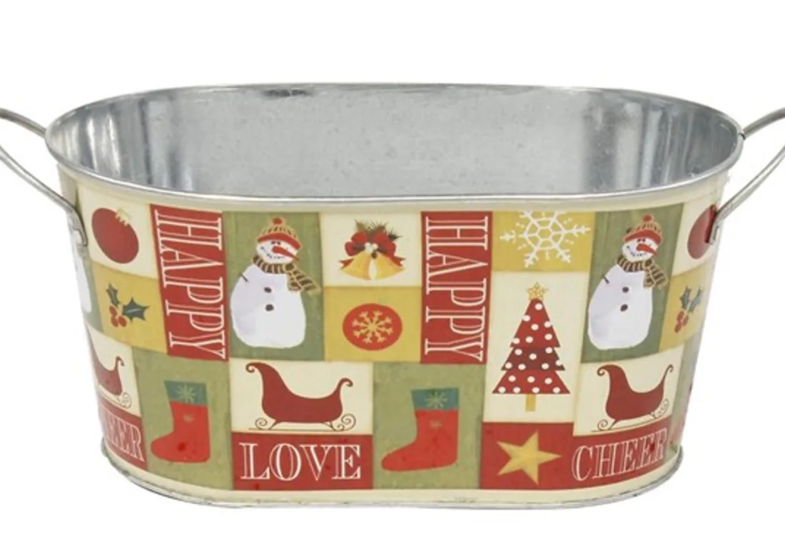 Printed seasonal oval tin tub development sample